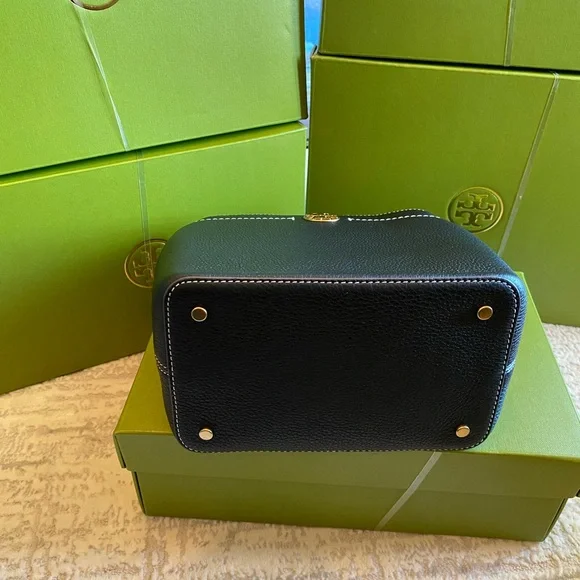 Tory Burch Black Leather Bucket Bag - Picture 3 of 10